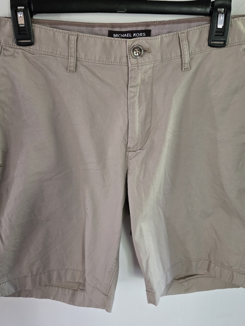 Michael Kors Shorts Mens 30 X 8 Khaki Flat Front Cotton Blend EUC